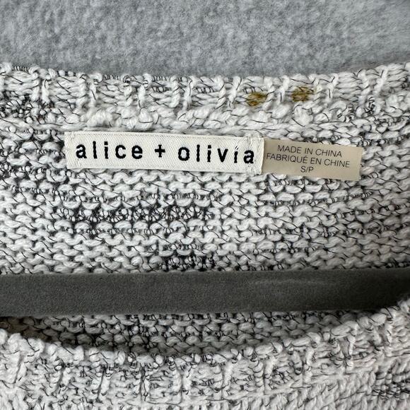 Alice + Olivia Knit Sweater Size S Gray Marled Round Neck Wool Blend Pullover - Picture 5 of 10